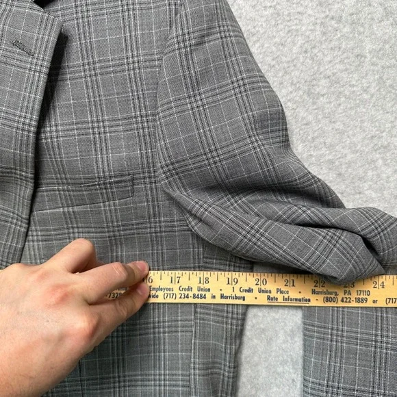 Linea Uomo Mens Grey Glen Plaid 3-Piece Performance Suit 38 Long 32 Waist Wool